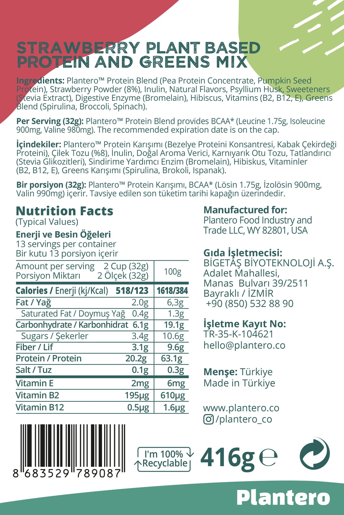 Plantero Bitkisel Protein Tozları