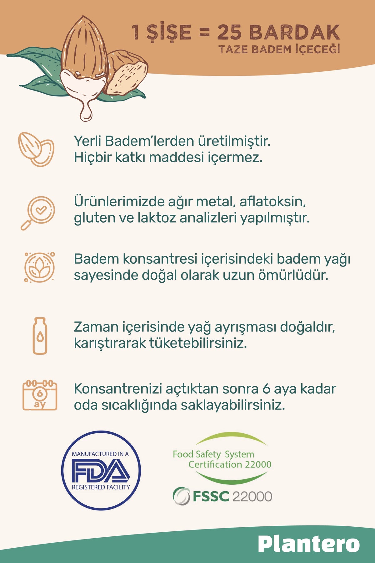Plantero Bitkisel Süt Bazı Badem