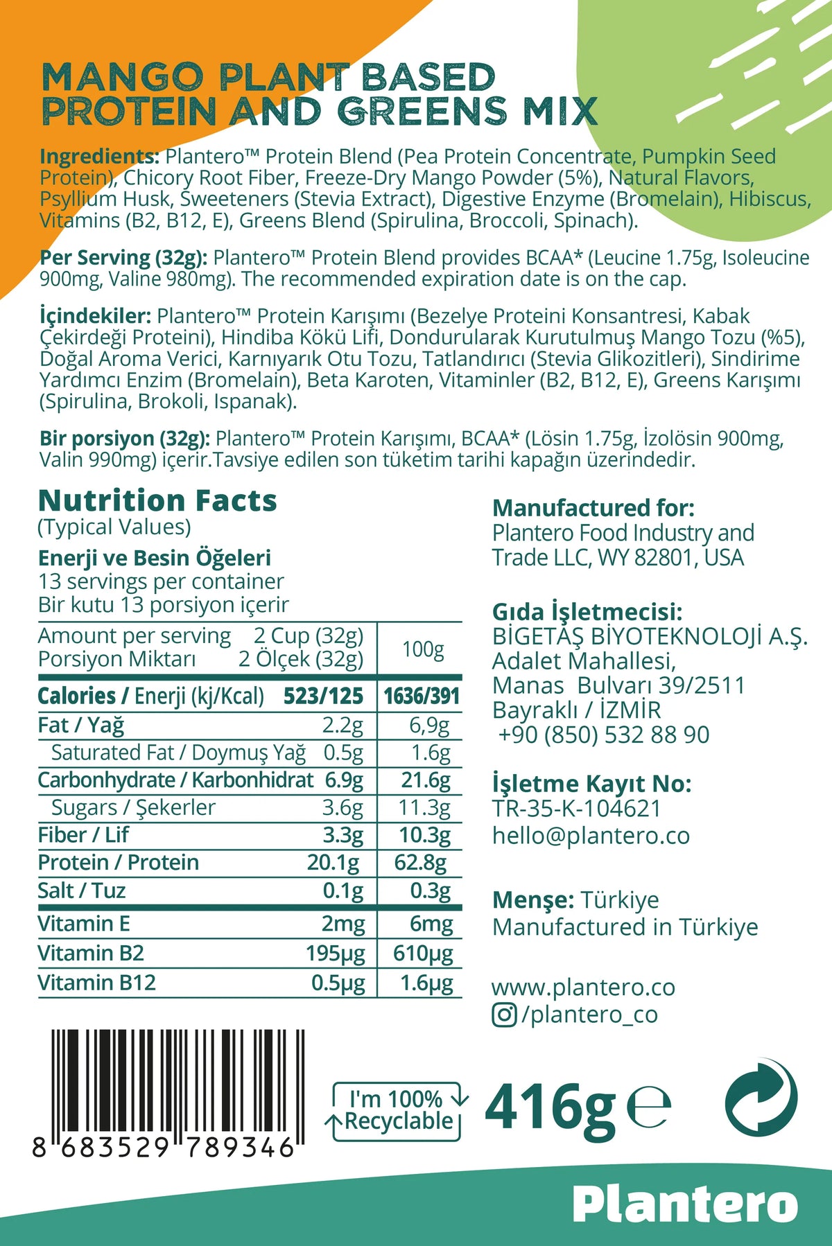 Plantero Bitkisel Protein Tozları