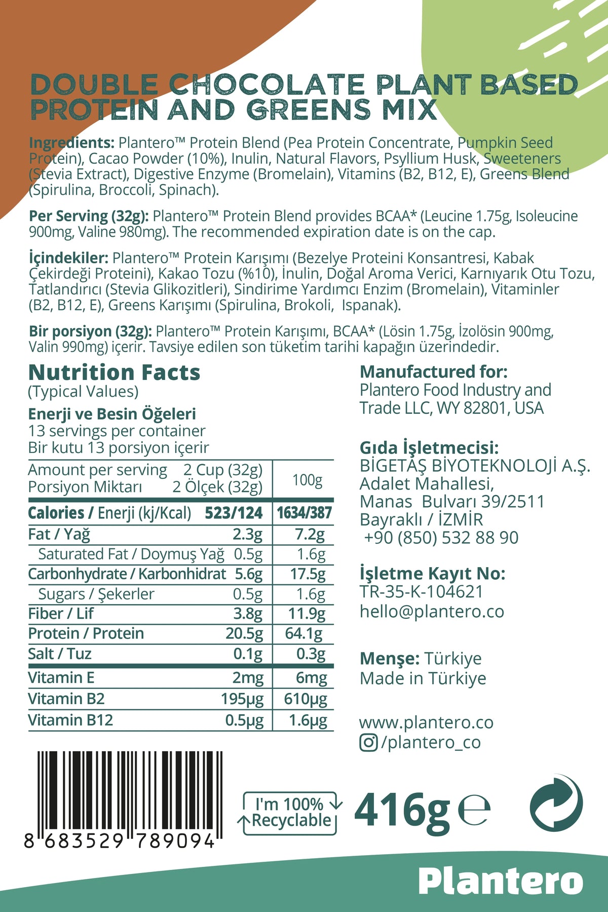Plantero Bitkisel Protein Tozları
