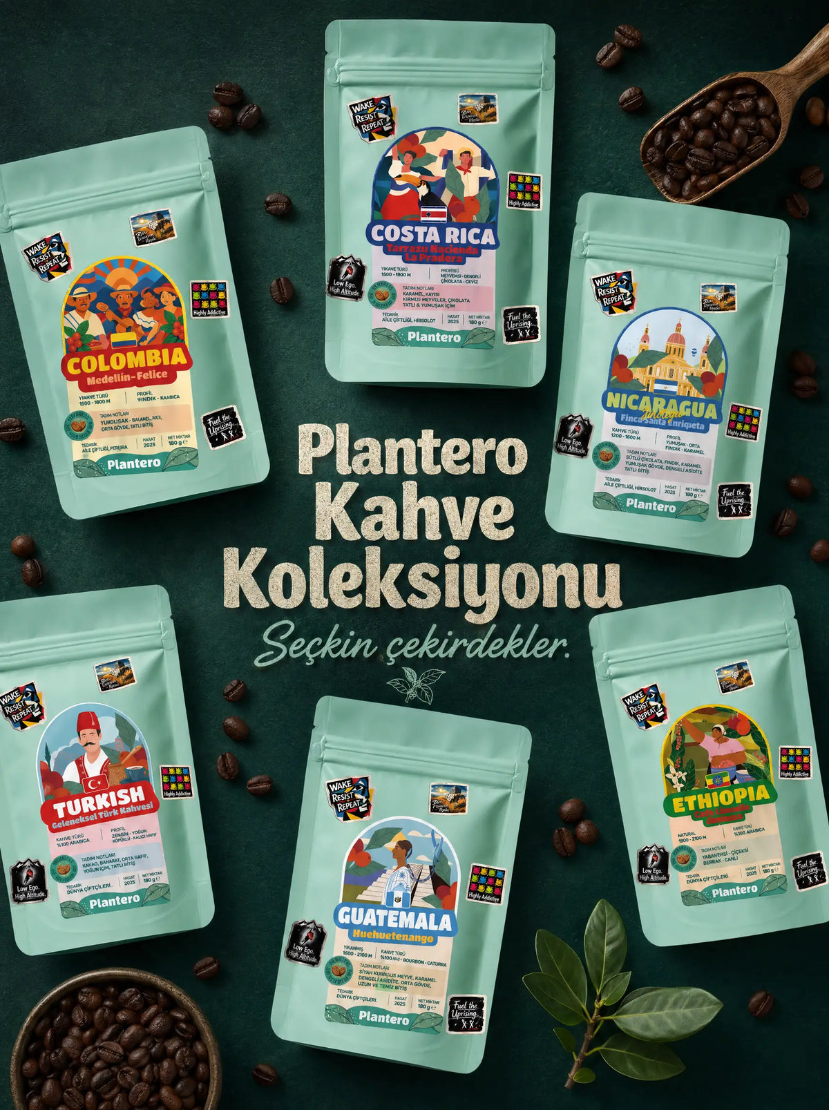 Plantero Nitelikli Dünya Kahveleri Serisi (180g, Taze Kavrulmuş, Artizan Üretim)